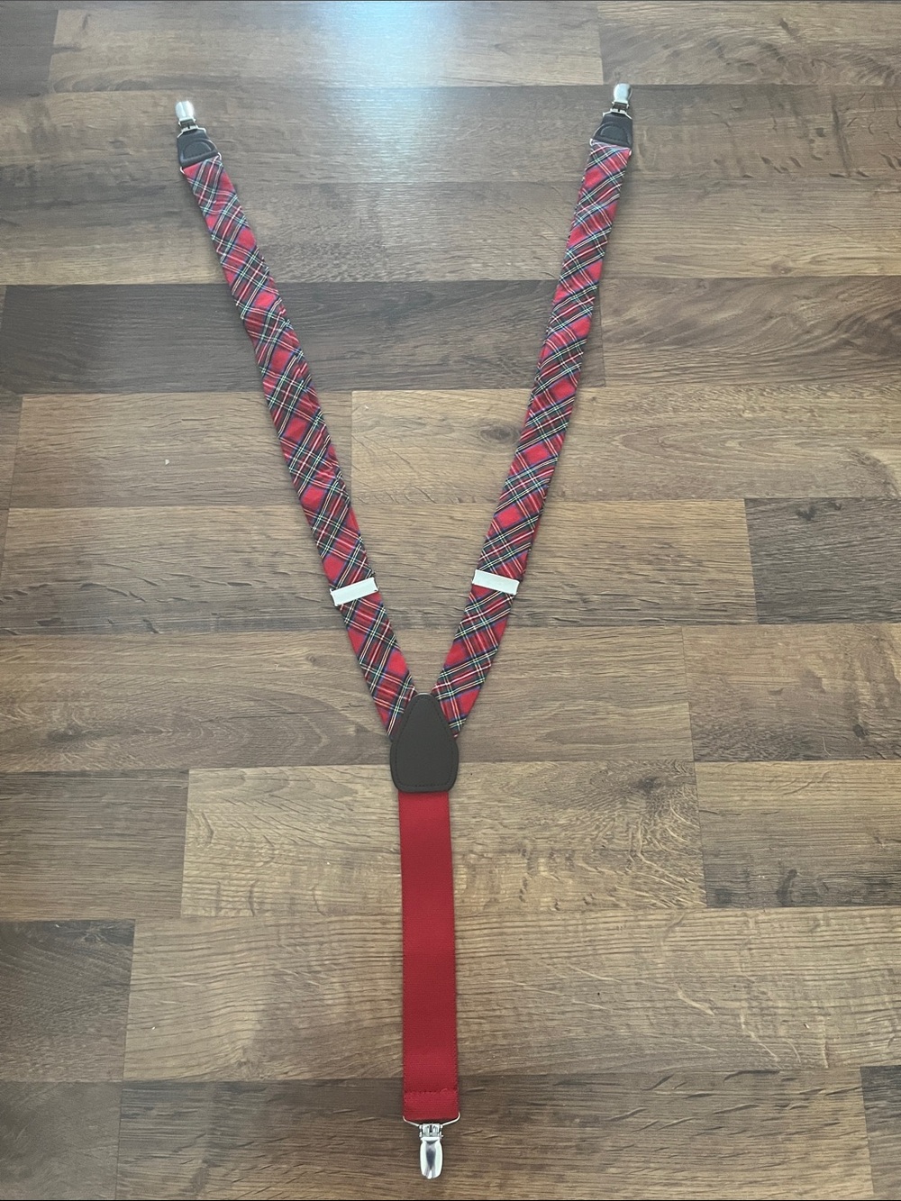 Suspenders Red Tartan Plaid New